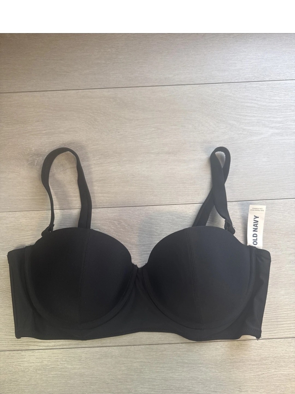 New Old Navy Bikini Top Women's XL Black Adjustable Strap Underwire Bandeau